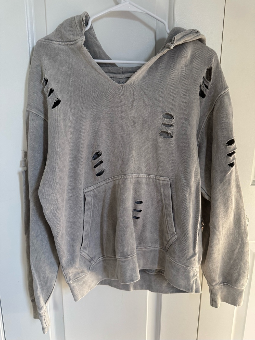 Gray V-Neck Comfy & Cute Hoodie